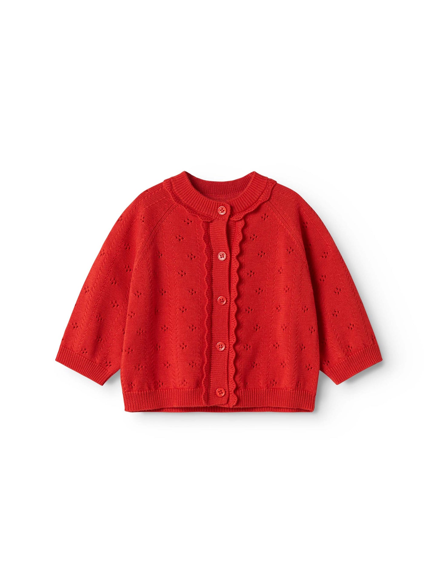 Red Taki Pointelle Cardigan