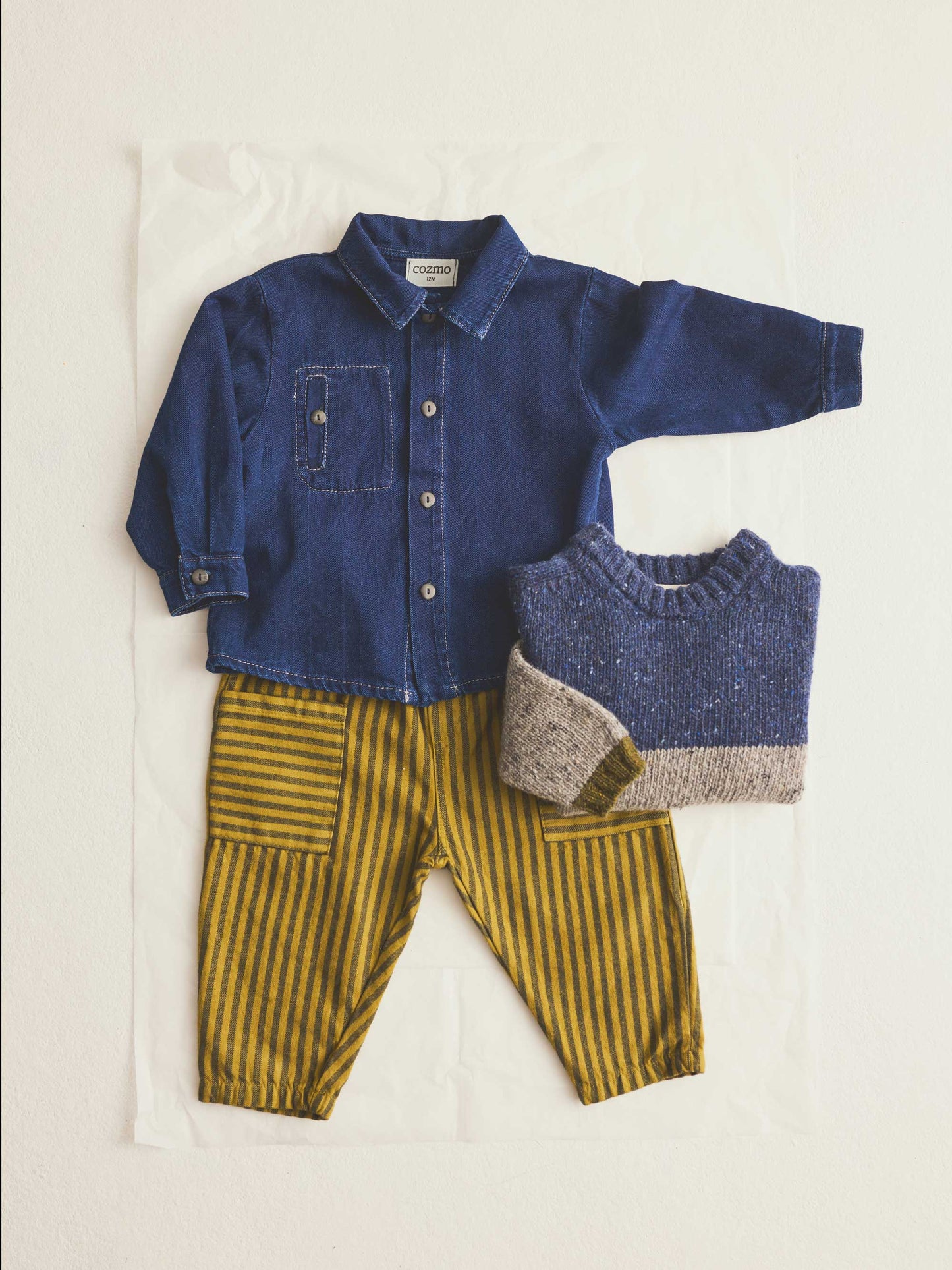 Green Striped Soft Twill Baby Pants