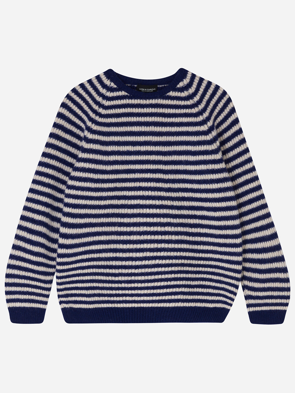 Navy & Ecru Stripe Rib Knit Jumper