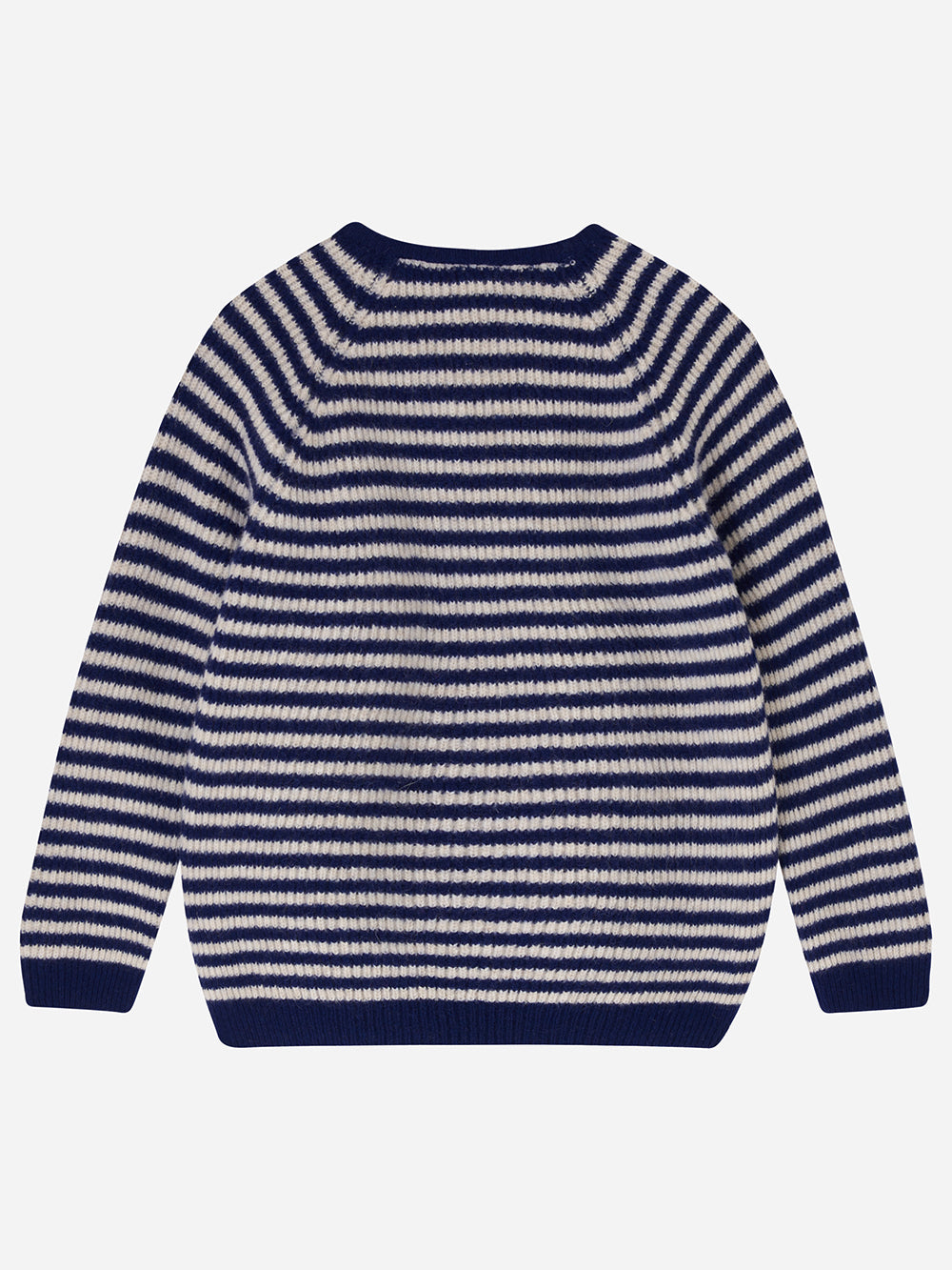 Navy & Ecru Stripe Rib Knit Jumper