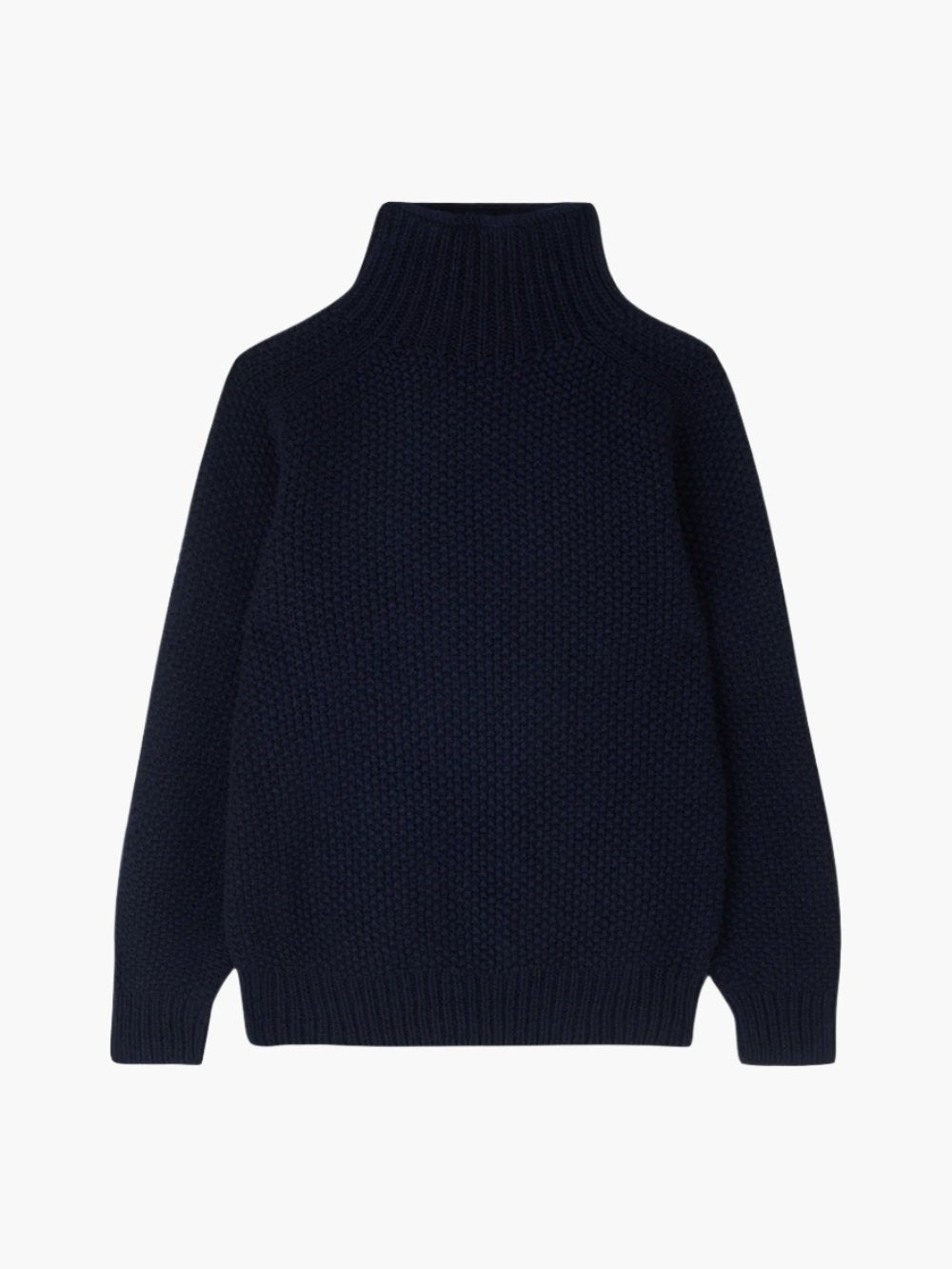 Navy Moss Stitch Turtleneck Jumper