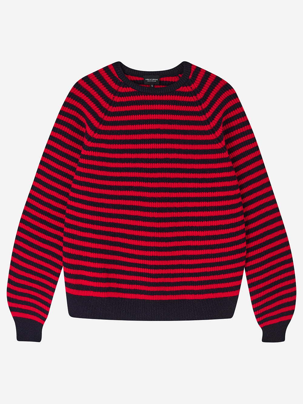 Navy & Red Stripe Rib Knit Jumper