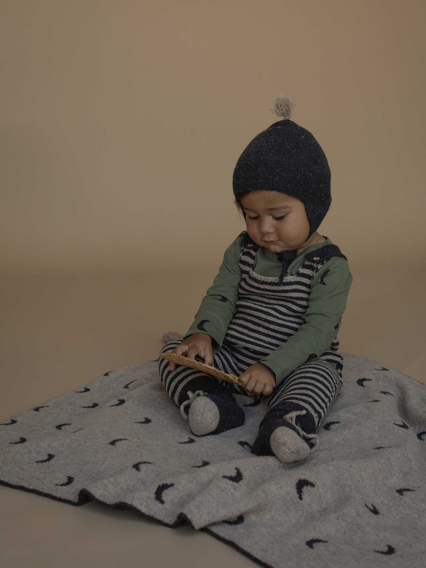 Charcoal Stripes Wool Salopettes