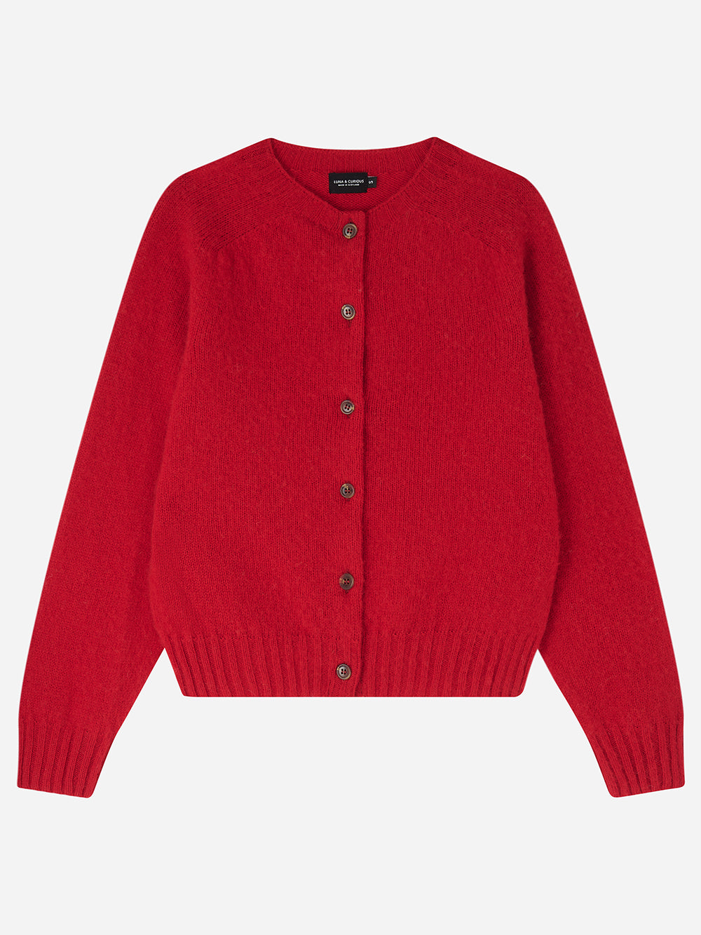Red Brushed Wool Cardigan