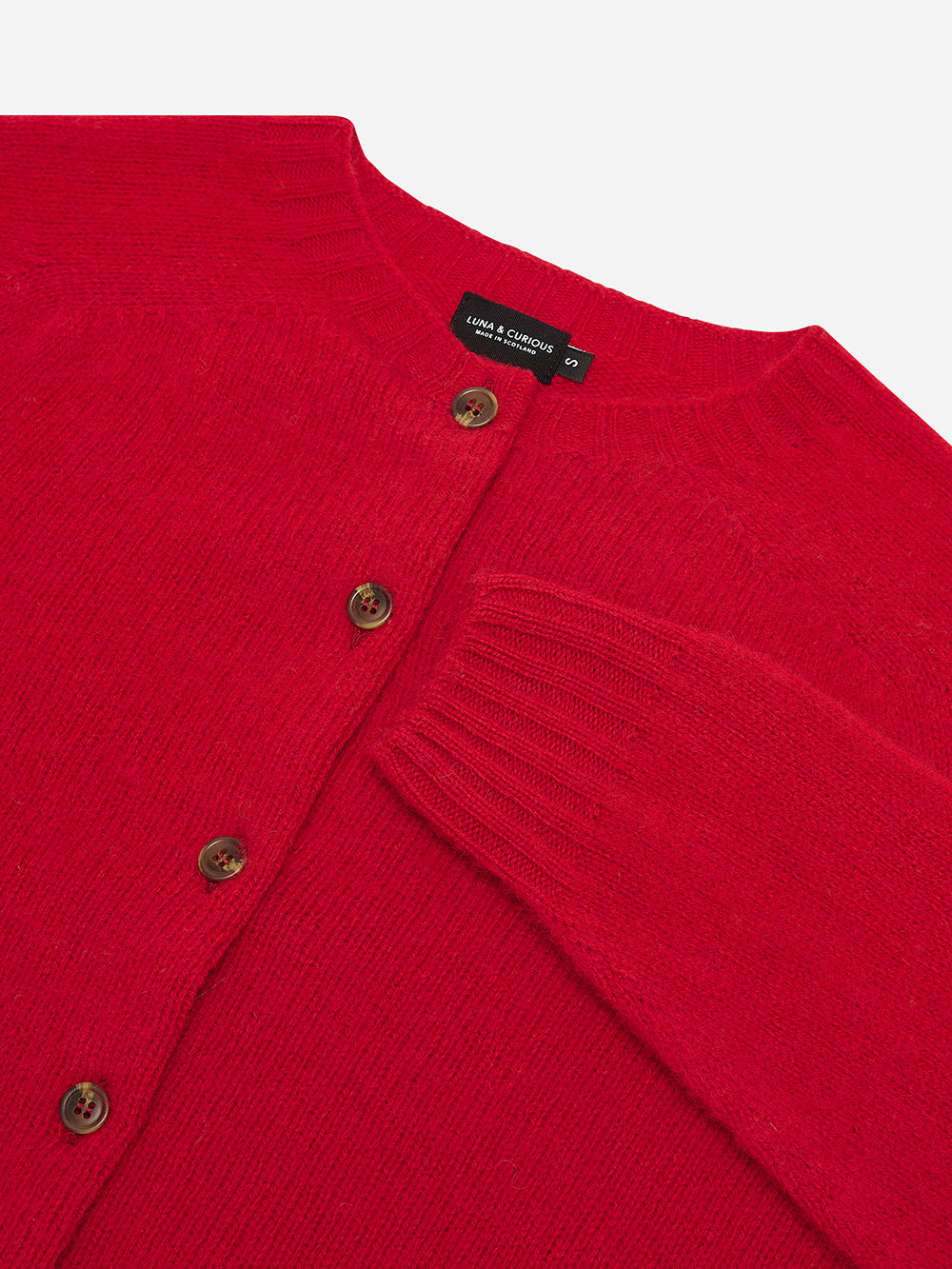 Red Brushed Wool Cardigan