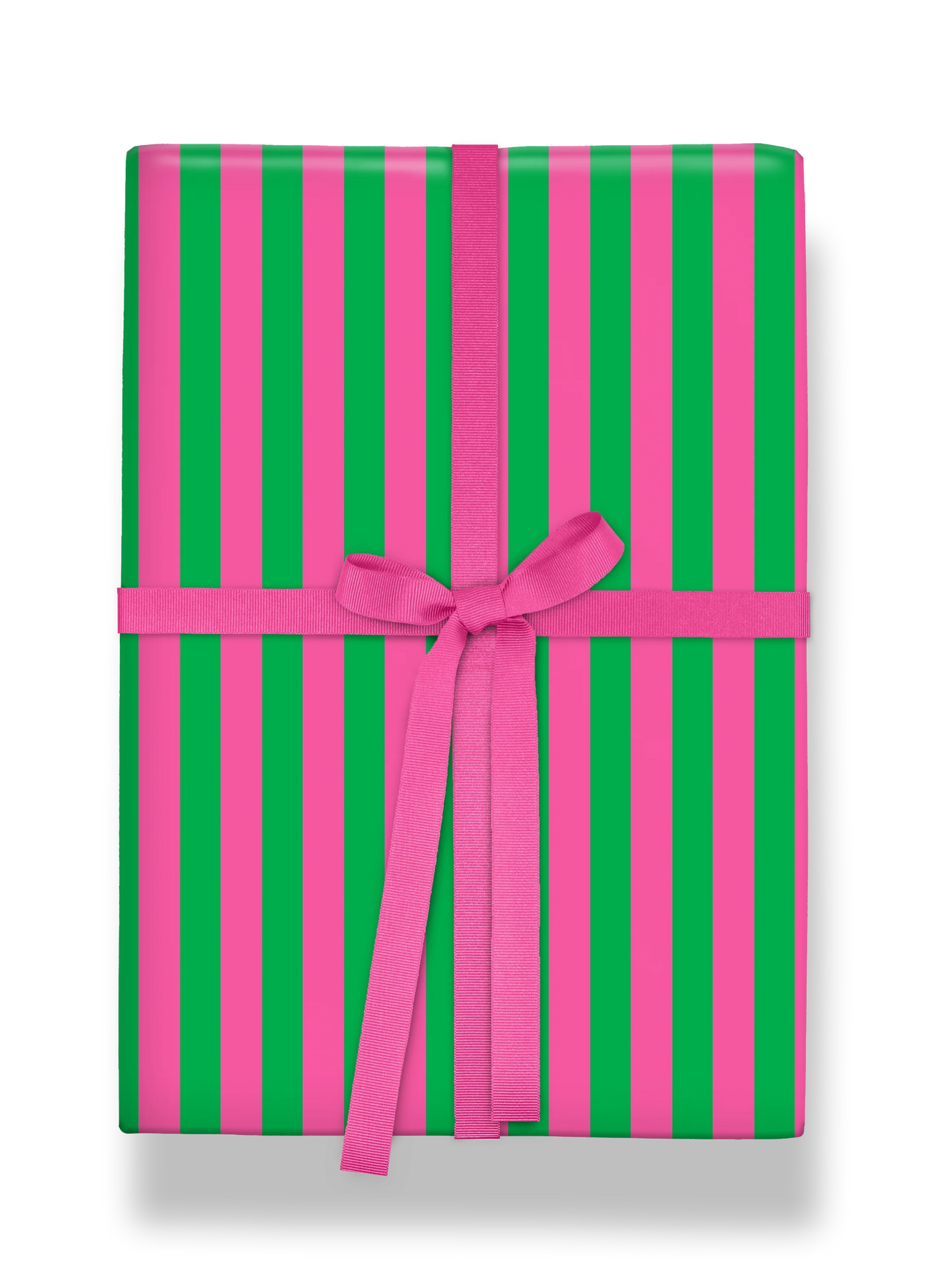 Candy Cane Green & Pink Stripe Roll Wrap