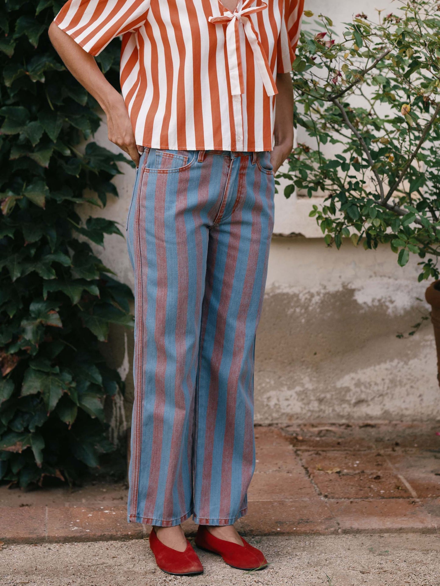 Maru Wide Stripes Denim Jeans