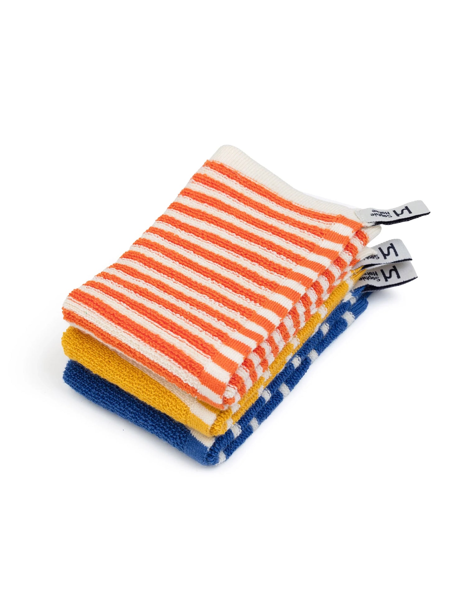 Striped Orange Terry Washcloths