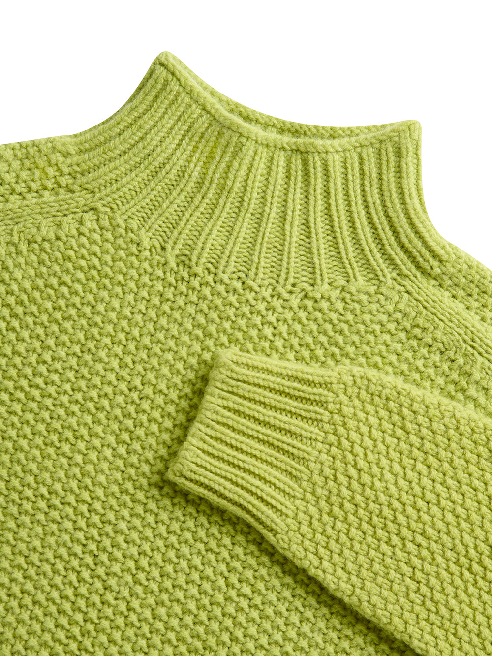 Green Moss Stitch Turtleneck Jumper