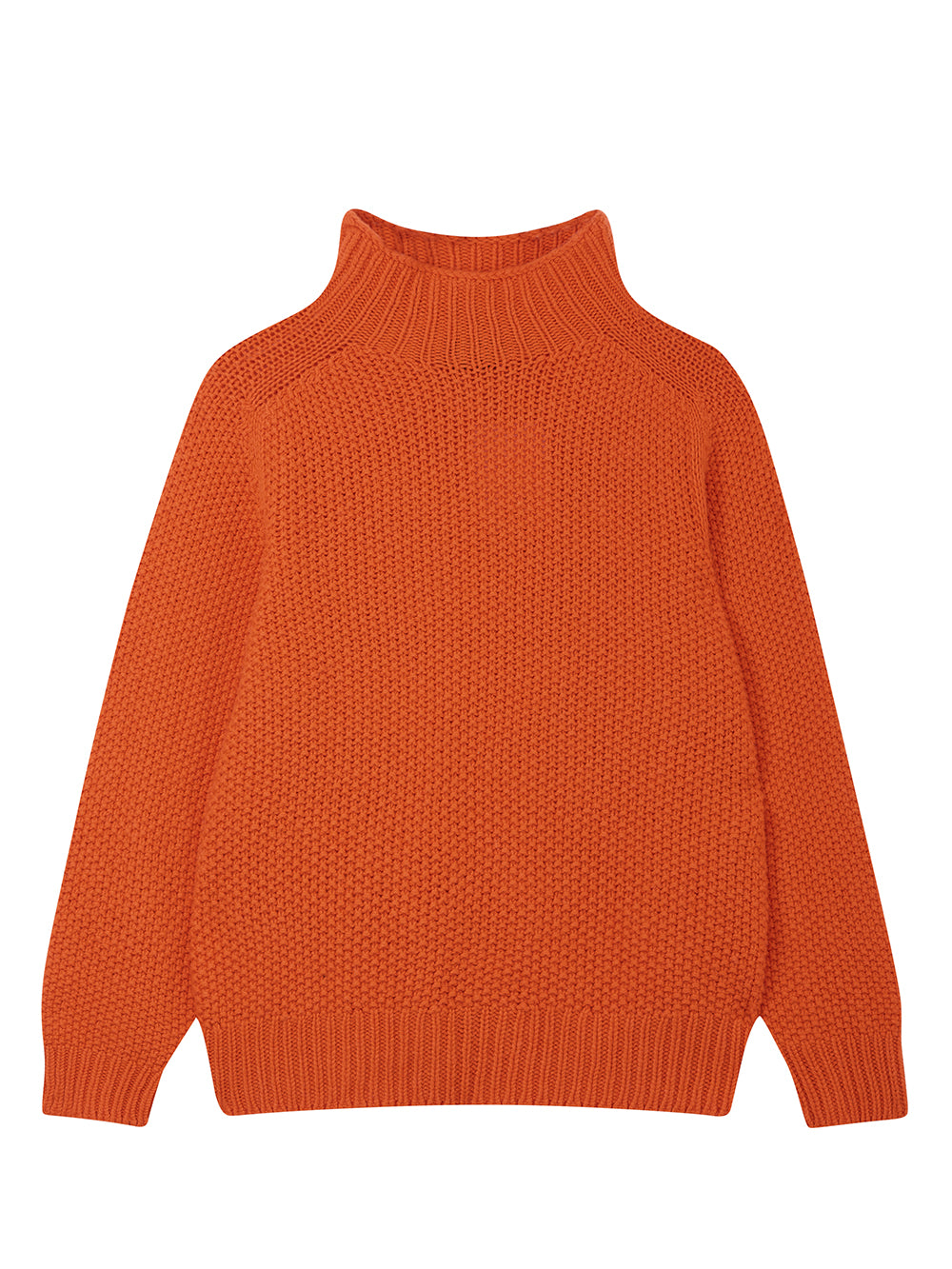 Orange Moss Stitch Turtleneck Jumper
