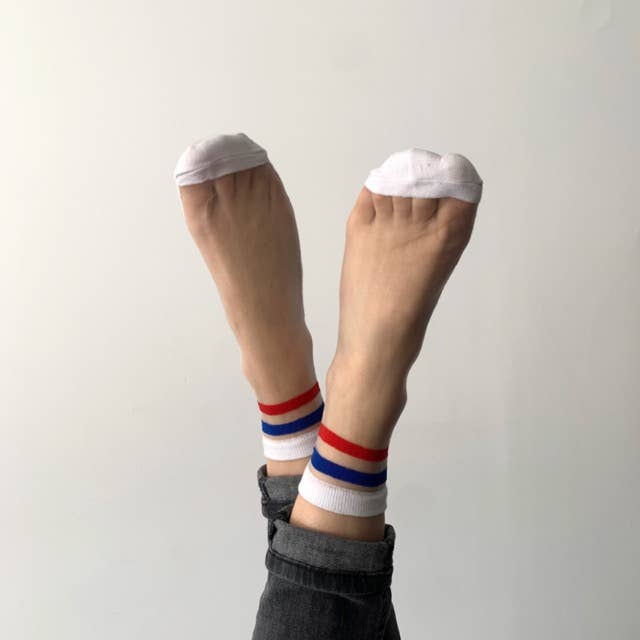 Mimi Blue, White & Red Sheer Socks