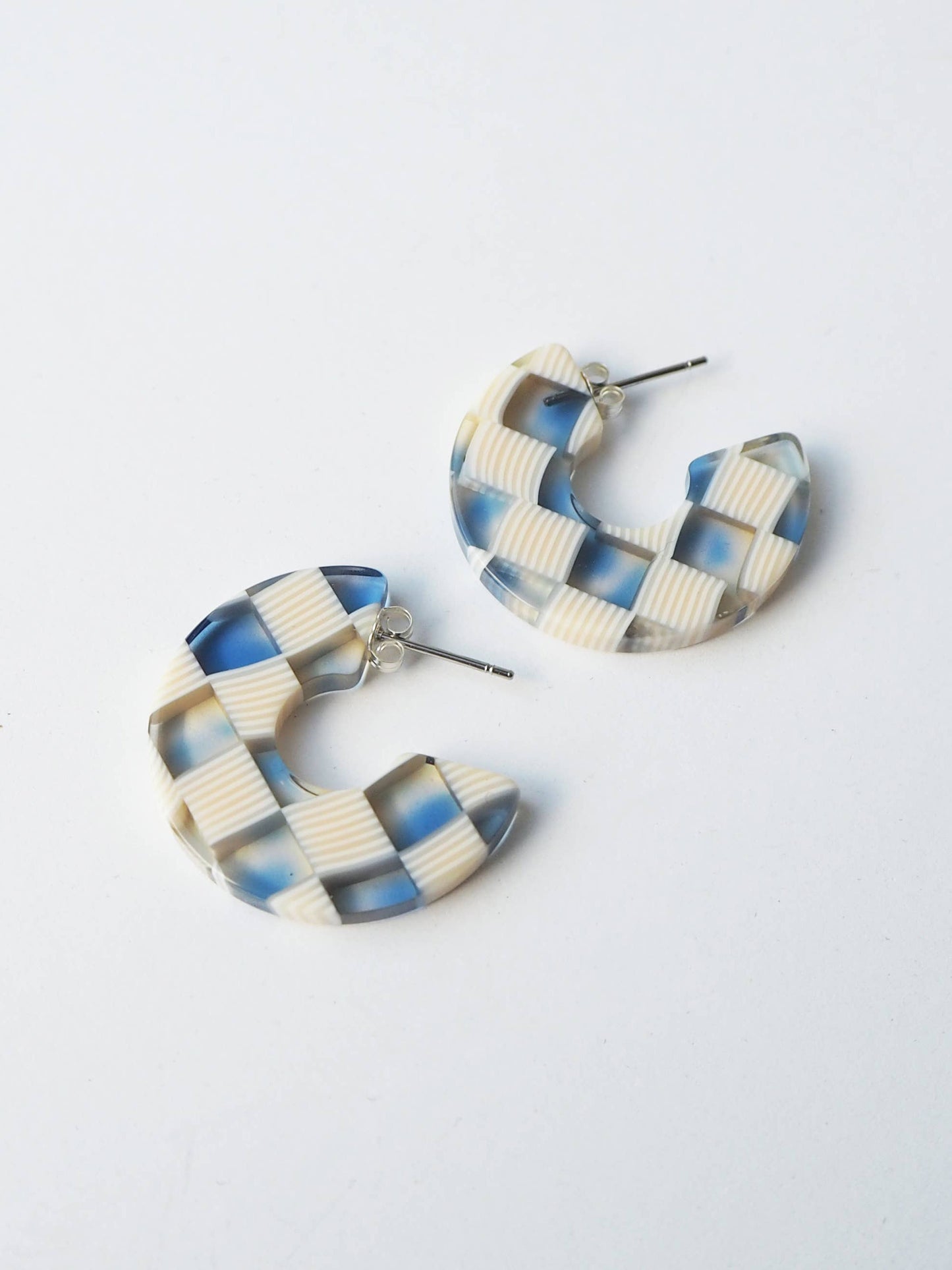 Ocean Checker Hoop Earrings