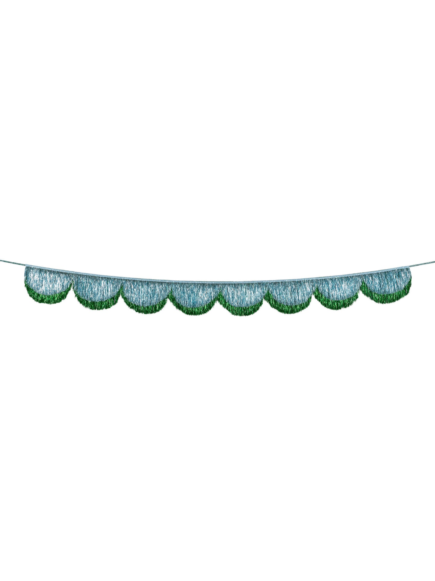 Blue Tinsel Scallop Garland