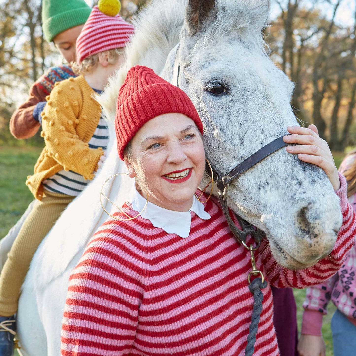 Pink & Red Stripe Rib Knit Jumper